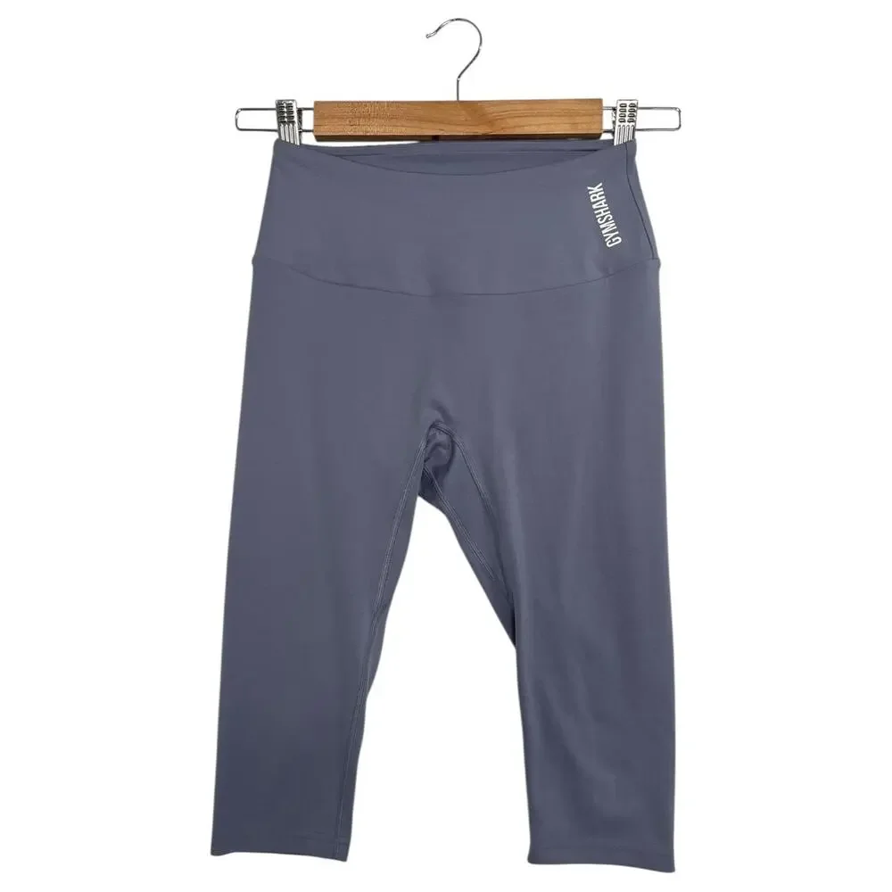 Gymshark Leggings Womens Small Blue Gray Cropped Capri Yoga Workout Gym Stretch